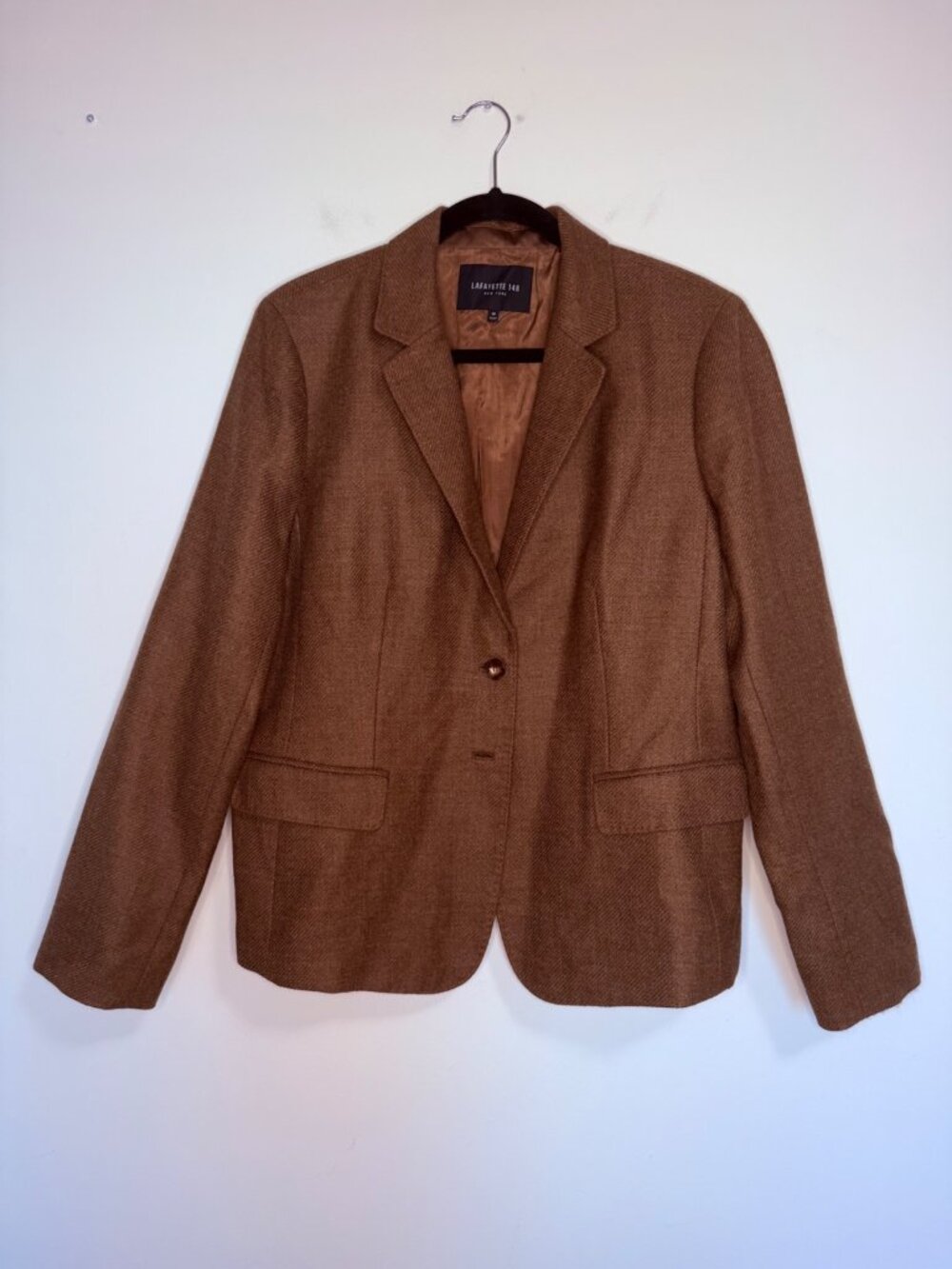 Lafayette 148 Textured Blazer Brown Womens 14